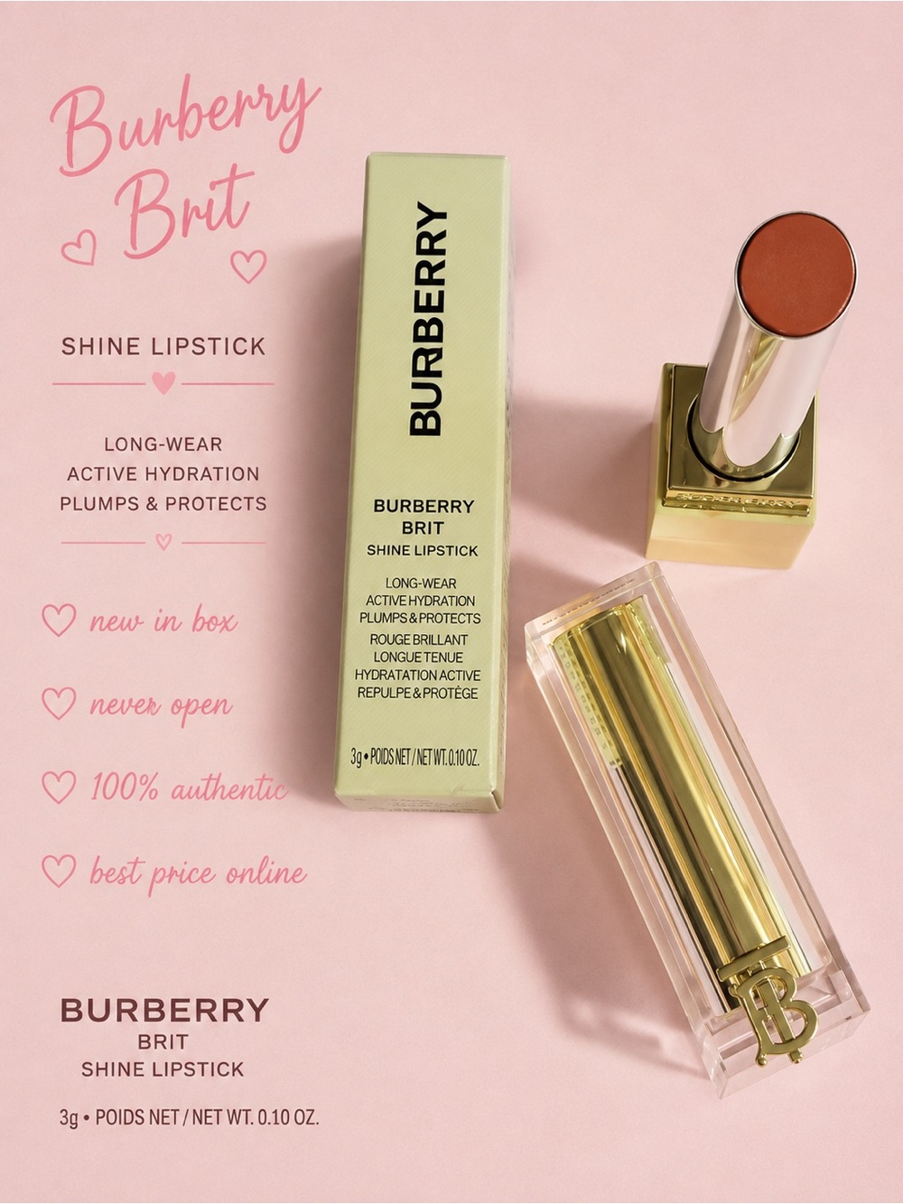 Burberry Shine Brilliance Lipstick - Warm Nude Brown